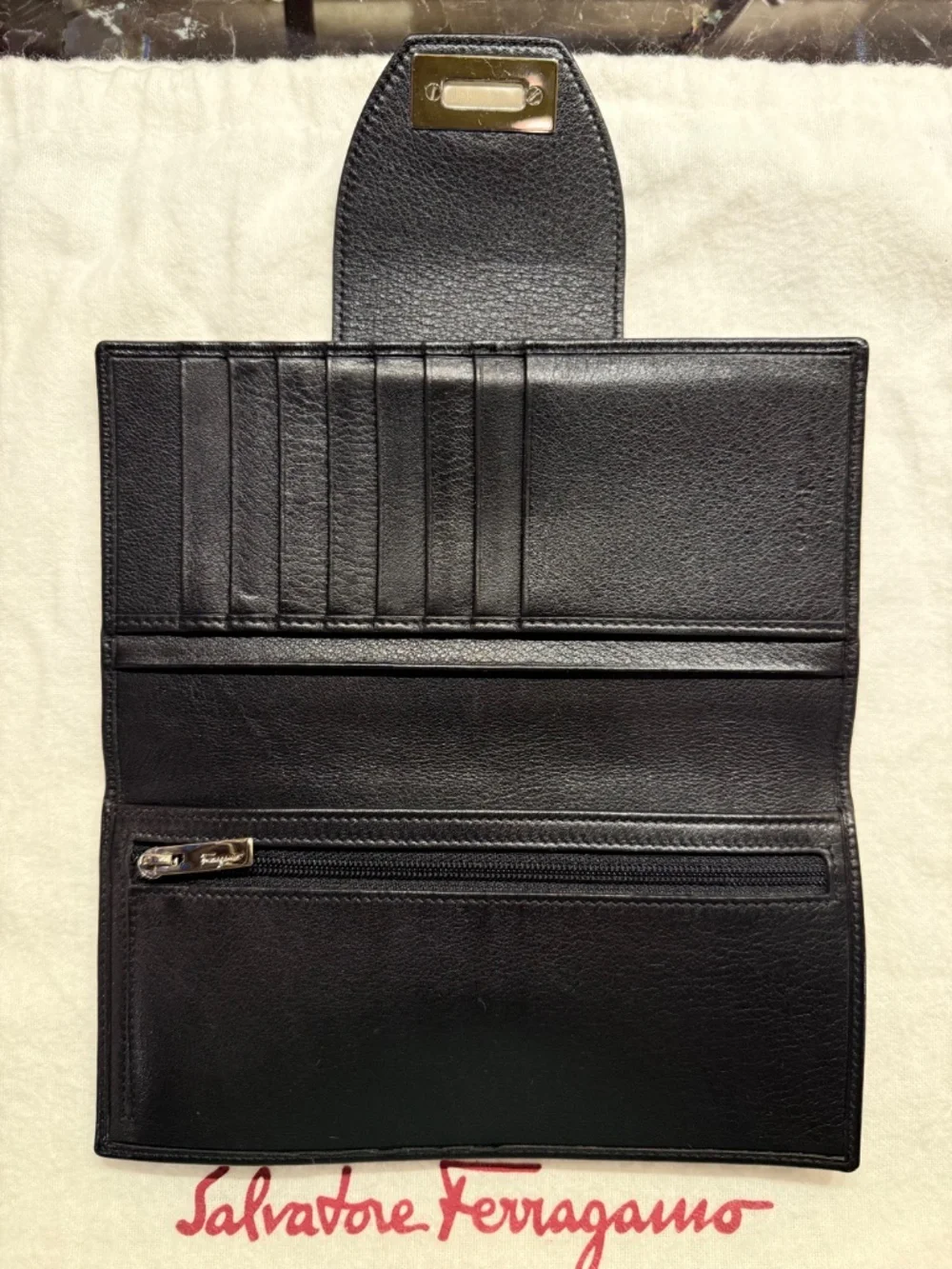Salvatore Ferragamo Shoulder Bag with Gancini Clasp (Matching Wallet Included)